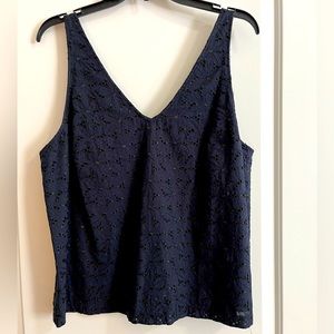 Navy cotton eyelet camisole tank